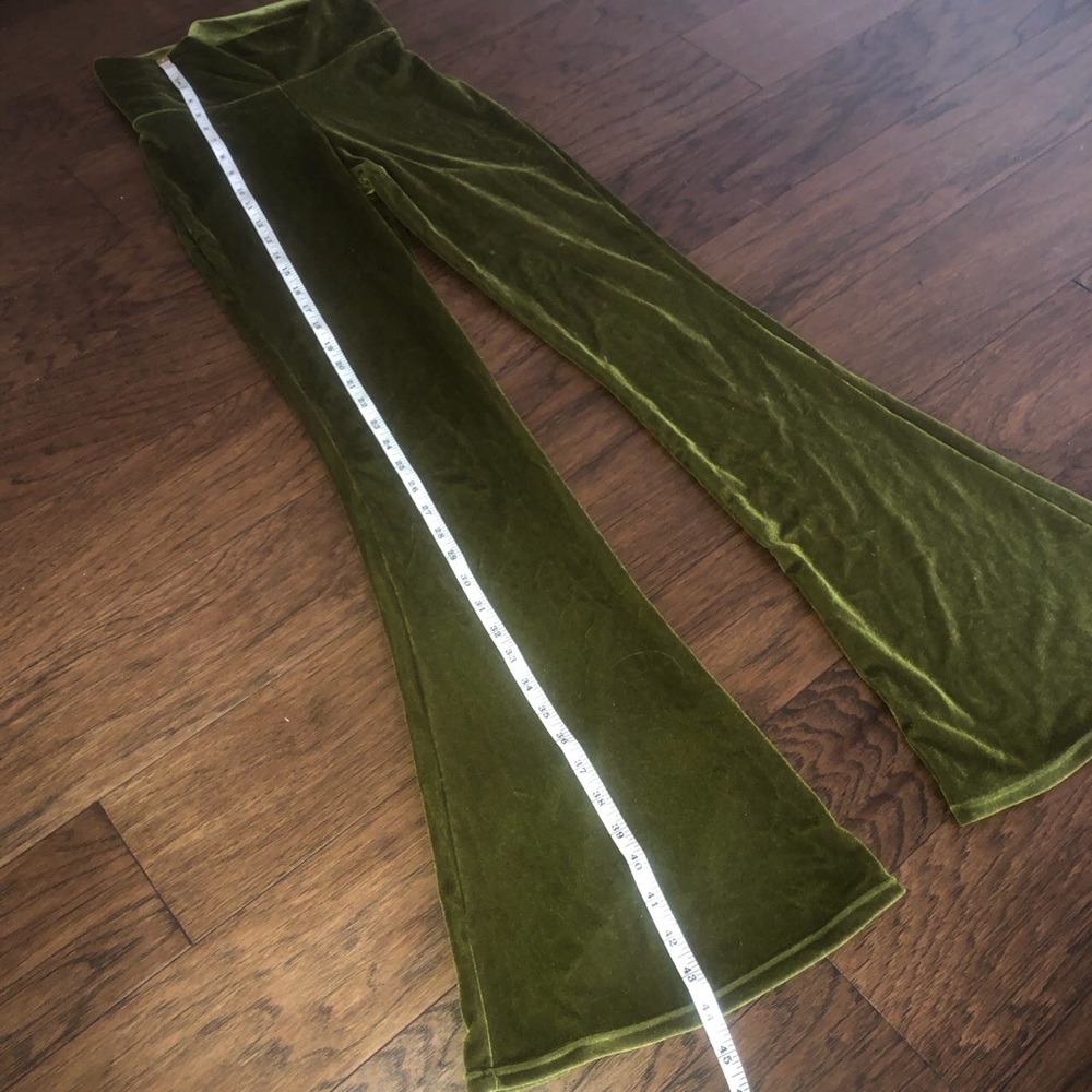 green velvet bell bottoms